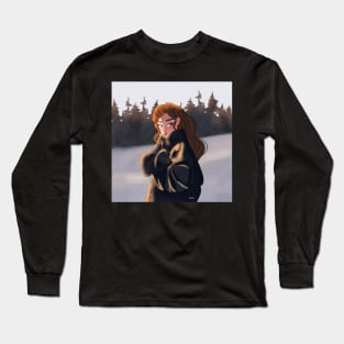 Winter Girl Illustration Long Sleeve T-Shirt